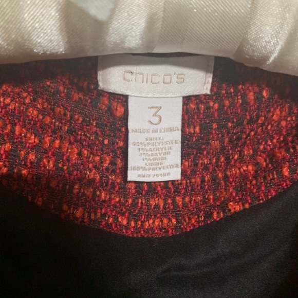 Chico’s 3 Red Tweed Jacket with Bronze Cording XL - 16-18 - Picture 3 of 4